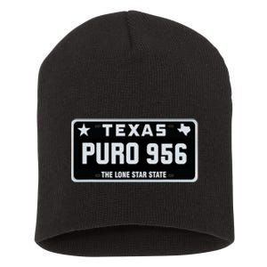 Simple “PURO 956” Texas License Plate Graphic Short Acrylic Beanie