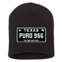 Simple “PURO 956” Texas License Plate Graphic Short Acrylic Beanie