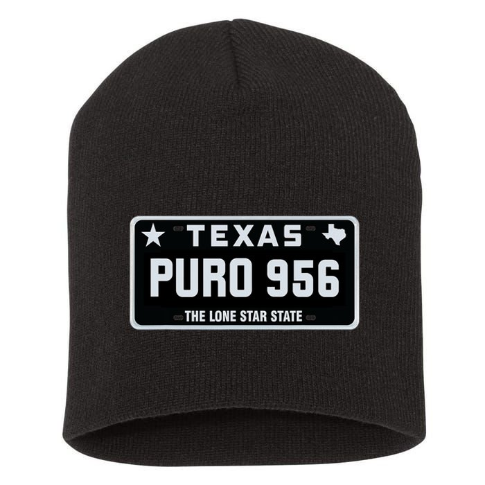 Simple “PURO 956” Texas License Plate Graphic Short Acrylic Beanie