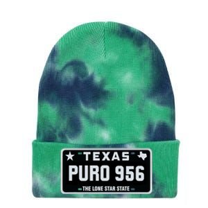 Simple “PURO 956” Texas License Plate Graphic Tie Dye 12in Knit Beanie