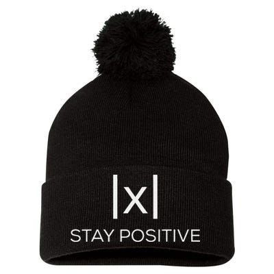 Stay Positive Absolute Value Funny Math Pom Pom 12in Knit Beanie