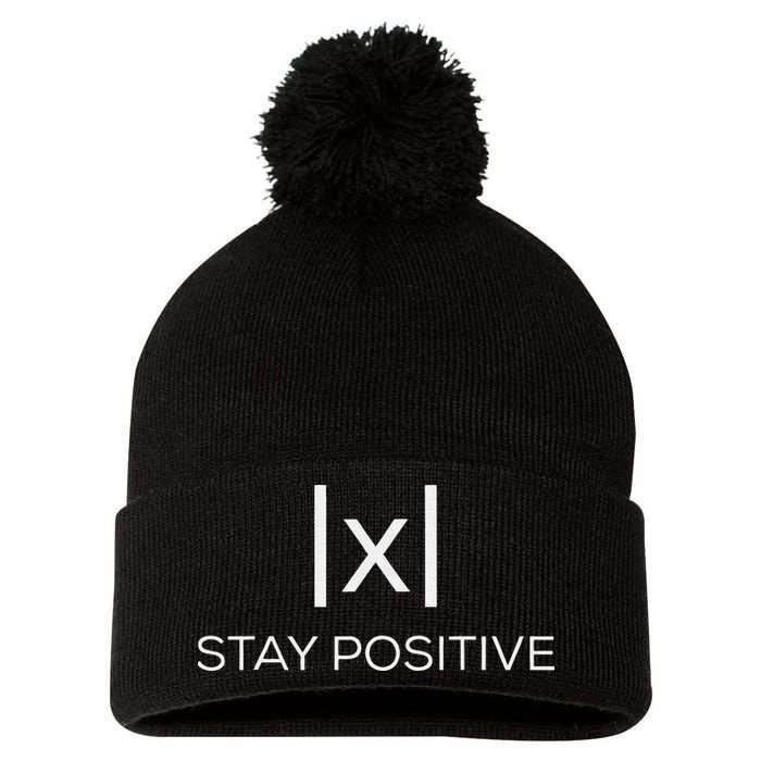 Stay Positive Absolute Value Funny Math Pom Pom 12in Knit Beanie