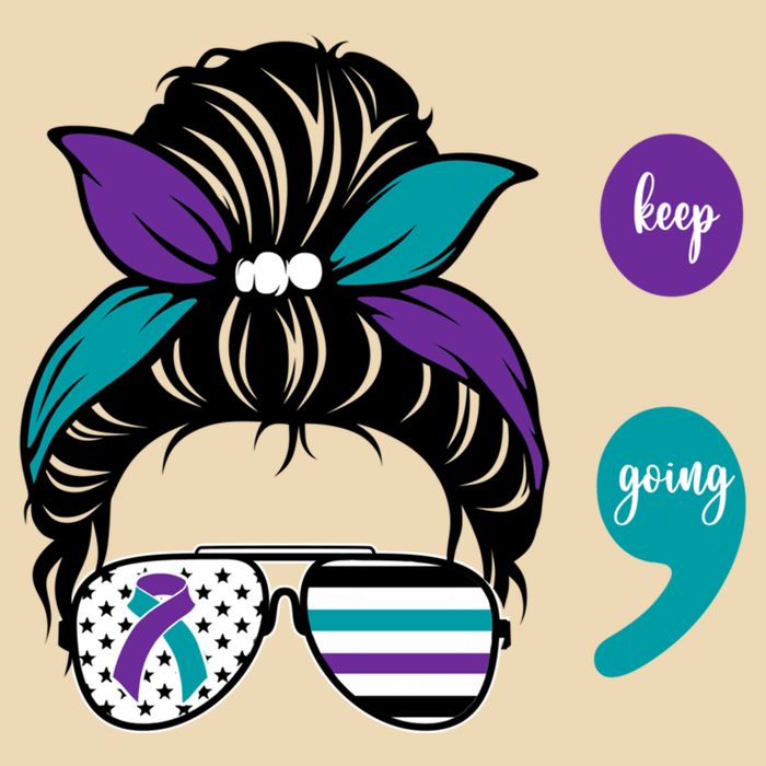 Suicide Prevention Awareness Semicolon Keep Going Messy Bun Gift Drawstring Bag