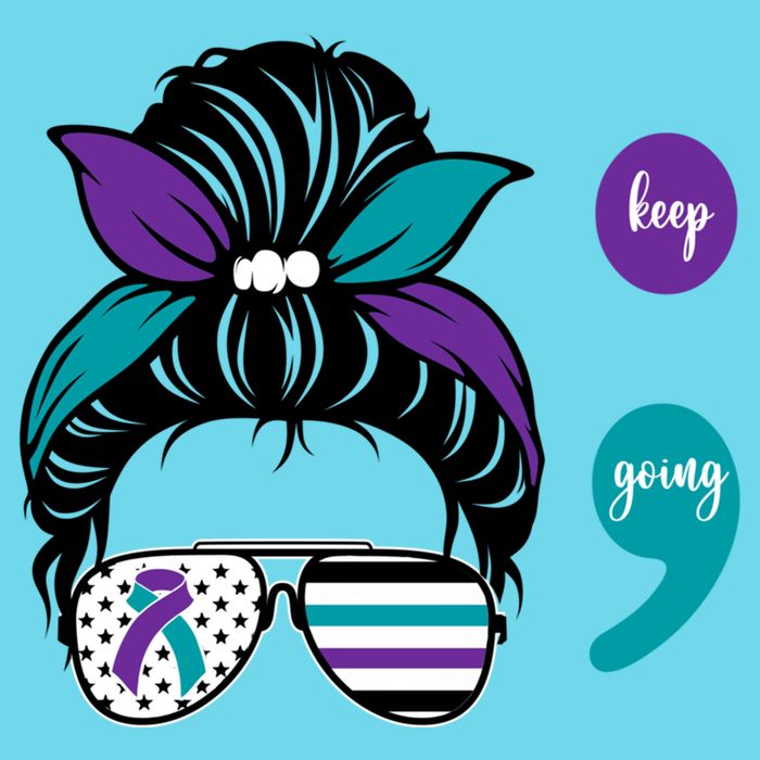 Suicide Prevention Awareness Semicolon Keep Going Messy Bun Gift Button