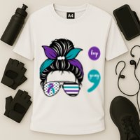 Suicide Prevention Awareness Semicolon Keep Going Messy Bun Gift Cooling Performance Crew T-Shirt