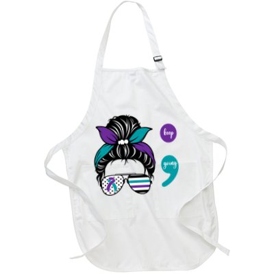 Suicide Prevention Awareness Semicolon Keep Going Messy Bun Gift Apron