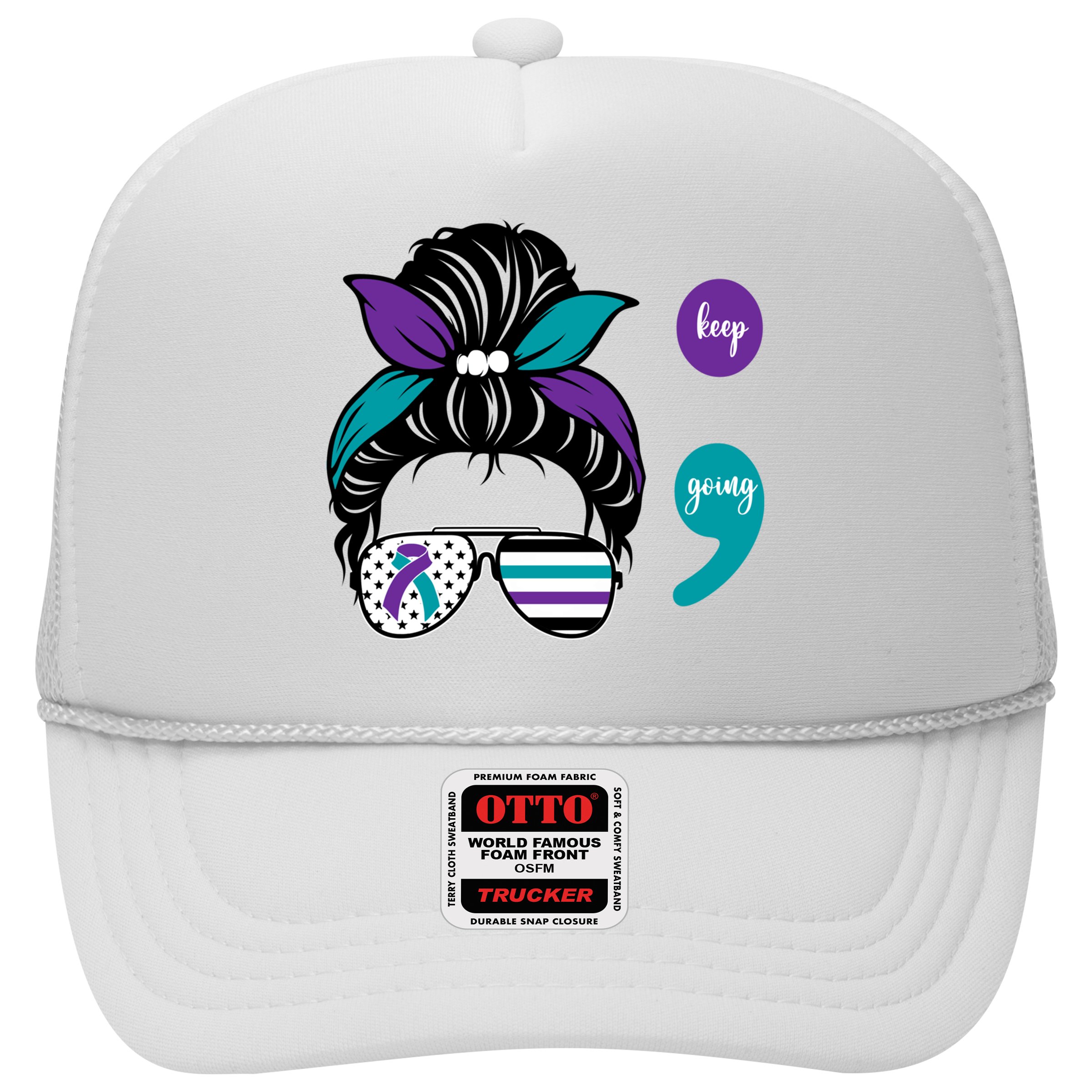 Suicide Prevention Awareness Semicolon Keep Going Messy Bun Gift Hat