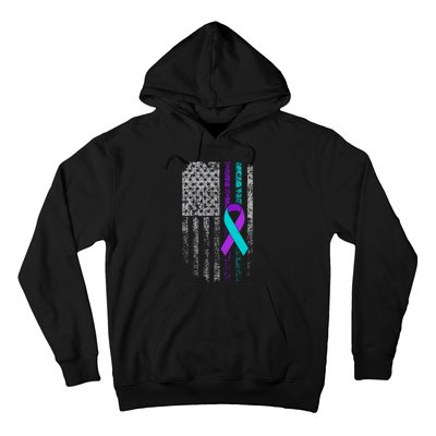 Suicide Prevention Awareness American Flag Ribbon Support Hoodie