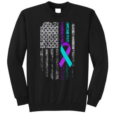 Suicide Prevention Awareness American Flag Ribbon Support Sweatshirt