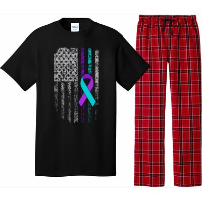 Suicide Prevention Awareness American Flag Ribbon Support Pajama Set