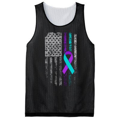 Suicide Prevention Awareness American Flag Ribbon Support Mesh Reversible Basketball Jersey Tank