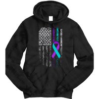 Suicide Prevention Awareness American Flag Ribbon Support Tie Dye Hoodie