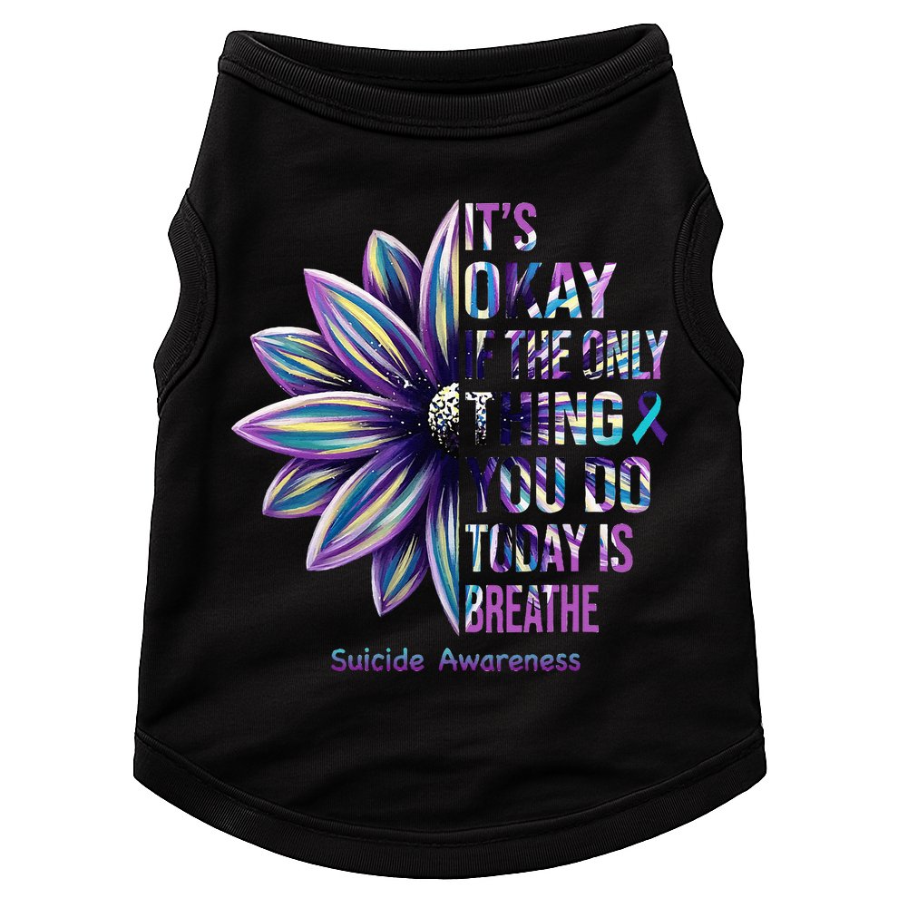 Suicide Prevention Awareness Teal Ribbon And Sunflower Gifts Doggie Tank
