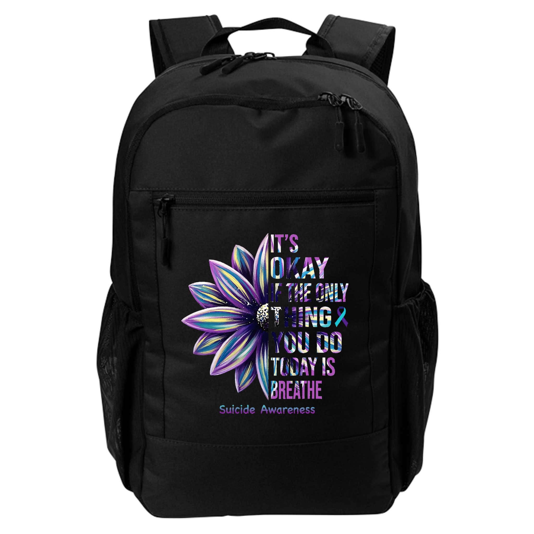 Suicide Prevention Awareness Teal Ribbon And Sunflower Gifts Backpack