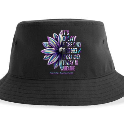 Suicide Prevention Awareness Teal Ribbon And Sunflower Gifts Sustainable Bucket Hat