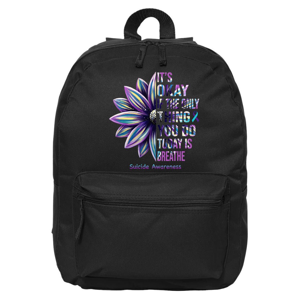Suicide Prevention Awareness Teal Ribbon And Sunflower Gifts 16 in Basic Backpack