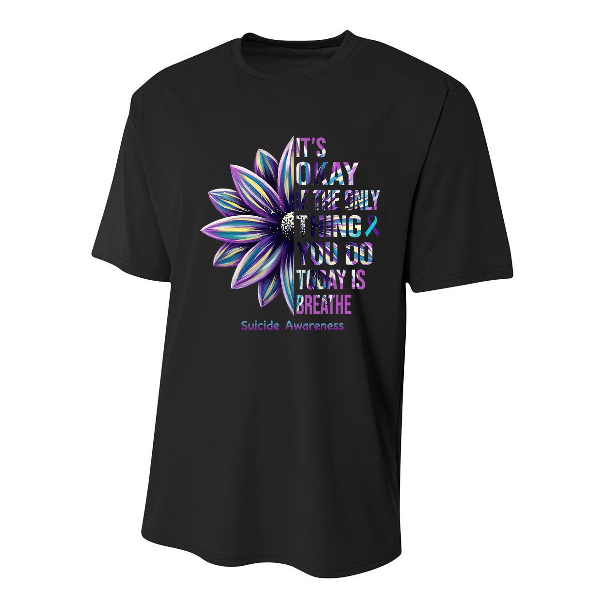 Suicide Prevention Awareness Teal Ribbon And Sunflower Gifts Youth Performance Sprint T-Shirt
