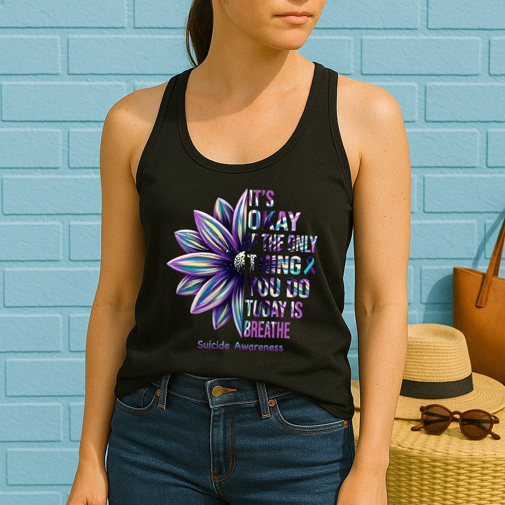 Suicide Prevention Awareness Teal Ribbon And Sunflower Gifts Womens Tank Top