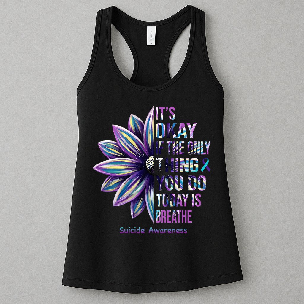 Suicide Prevention Awareness Teal Ribbon And Sunflower Gifts Womens Tank Top