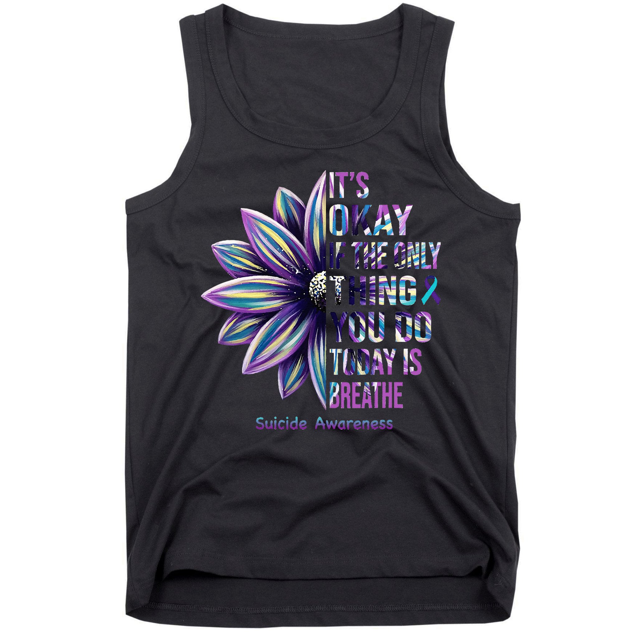 Suicide Prevention Awareness Teal Ribbon And Sunflower Gifts Tank Top