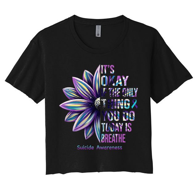 Suicide Prevention Awareness Teal Ribbon And Sunflower Gifts Crop Top