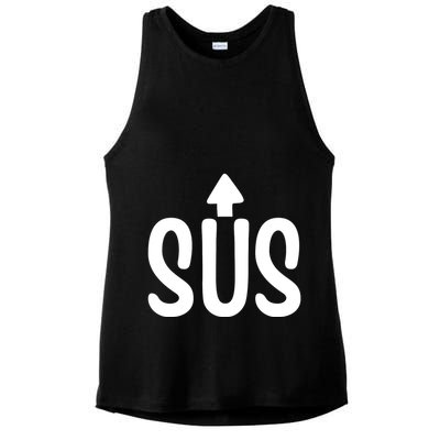 Sus Pointing Arrow Up Gaming Meme Impostor IM Kinda Sus Ladies PosiCharge Tri-Blend Wicking Tank