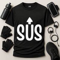 Sus Pointing Arrow Up Gaming Meme Impostor IM Kinda Sus Performance Shirt