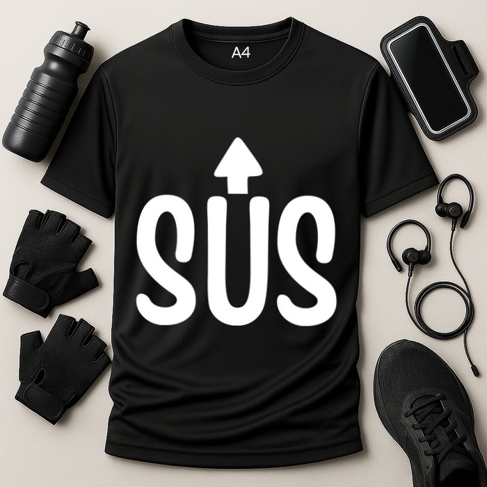 Sus Pointing Arrow Up Gaming Meme Impostor IM Kinda Sus Performance Shirt