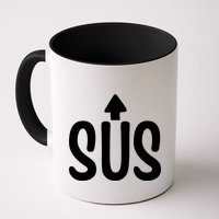 Sus Pointing Arrow Up Gaming Meme Impostor IM Kinda Sus Mug