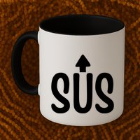 Sus Pointing Arrow Up Gaming Meme Impostor IM Kinda Sus Mug