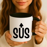 Sus Pointing Arrow Up Gaming Meme Impostor IM Kinda Sus Mug