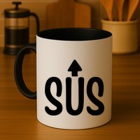 Sus Pointing Arrow Up Gaming Meme Impostor IM Kinda Sus Mug