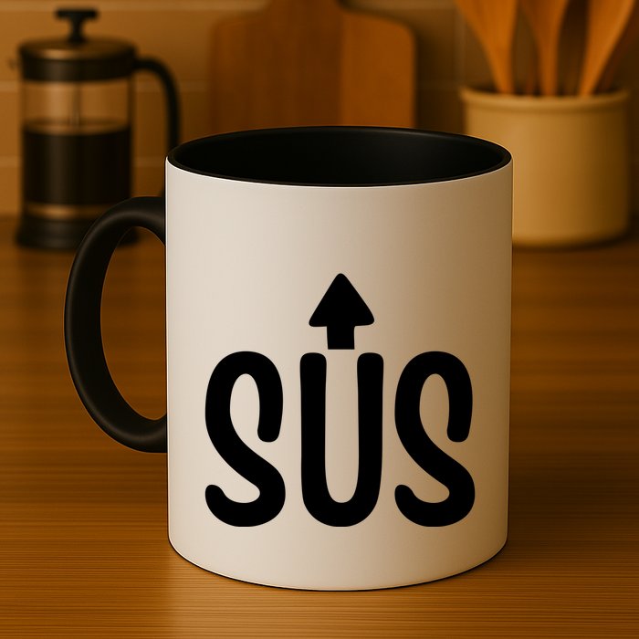 Sus Pointing Arrow Up Gaming Meme Impostor IM Kinda Sus Mug