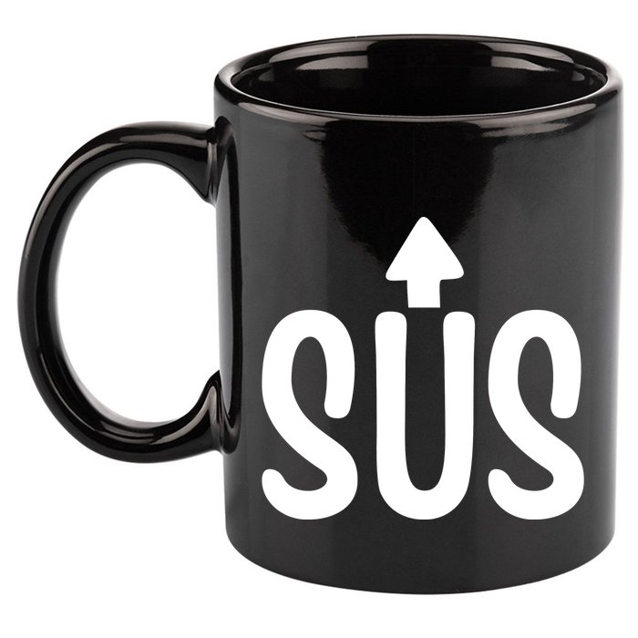 Sus Pointing Arrow Up Gaming Meme Impostor IM Kinda Sus 11oz C Handle Ceramic Mug