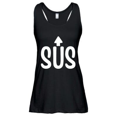 Sus Pointing Arrow Up Gaming Meme Impostor IM Kinda Sus Ladies Essential Flowy Tank