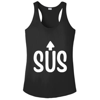 Sus Pointing Arrow Up Gaming Meme Impostor IM Kinda Sus Ladies PosiCharge Competitor Racerback Tank