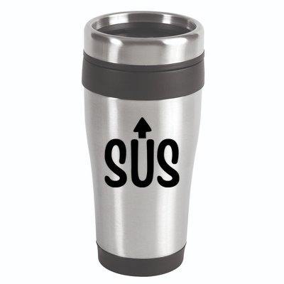 Sus Pointing Arrow Up Gaming Meme Impostor IM Kinda Sus 16oz Travel Tumbler