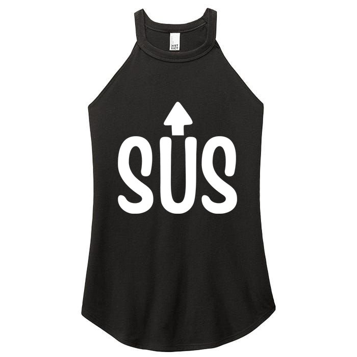 Sus Pointing Arrow Up Gaming Meme Impostor IM Kinda Sus Women's Perfect Tri Rocker Tank