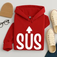 Sus Pointing Arrow Up Gaming Meme Impostor IM Kinda Sus Hoodie