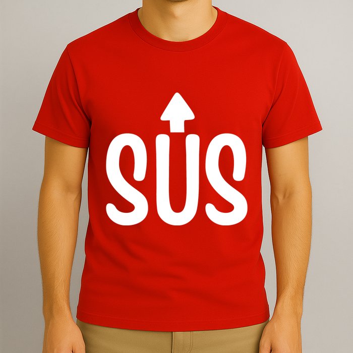 Sus Pointing Arrow Up Gaming Meme Impostor IM Kinda Sus T-Shirt