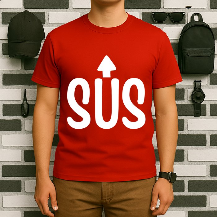 Sus Pointing Arrow Up Gaming Meme Impostor IM Kinda Sus T-Shirt