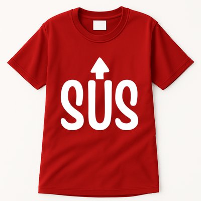 Sus Pointing Arrow Up Gaming Meme Impostor IM Kinda Sus Tall T-Shirt