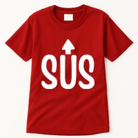 Sus Pointing Arrow Up Gaming Meme Impostor IM Kinda Sus Tall T-Shirt