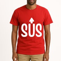 Sus Pointing Arrow Up Gaming Meme Impostor IM Kinda Sus Tall T-Shirt