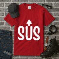 Sus Pointing Arrow Up Gaming Meme Impostor IM Kinda Sus Tall T-Shirt