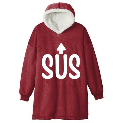 Sus Pointing Arrow Up Gaming Meme Impostor IM Kinda Sus Hooded Wearable Blanket