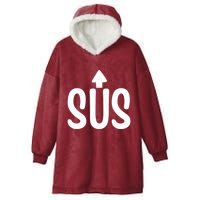 Sus Pointing Arrow Up Gaming Meme Impostor IM Kinda Sus Hooded Wearable Blanket