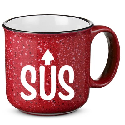 Sus Pointing Arrow Up Gaming Meme Impostor IM Kinda Sus 15oz Campfire Ceramic Mug