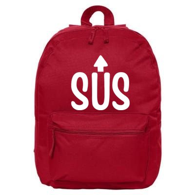 Sus Pointing Arrow Up Gaming Meme Impostor IM Kinda Sus 16 in Basic Backpack