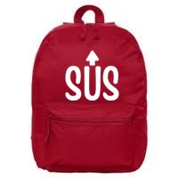 Sus Pointing Arrow Up Gaming Meme Impostor IM Kinda Sus 16 in Basic Backpack